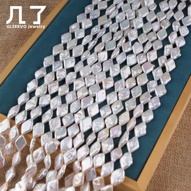 

Factory Direct Sales Zhuji Natural Freshwater Pearl Rhombus Baroque Style Scattered Beads Semi-Finished Products Ornament Neckla