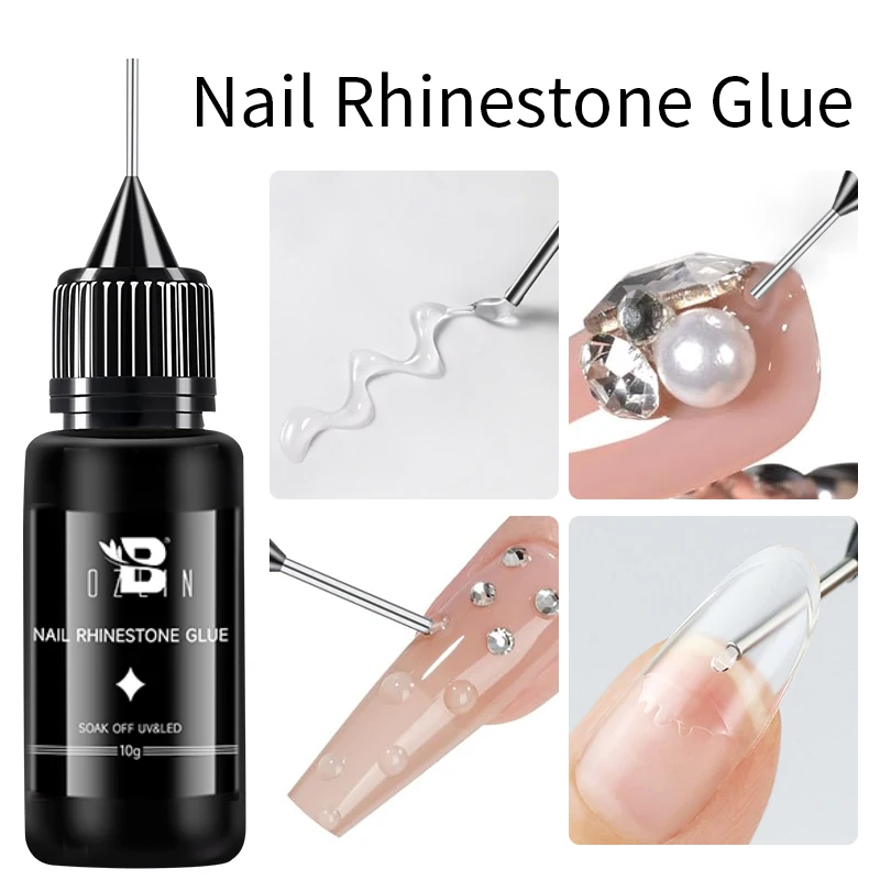 BOZLIN 10g Rhinestones Glue Nail Gel  For 3D Jewelry Decorations Sticky Gel Nail Polish Manicure Rhinestone Jewelry Design