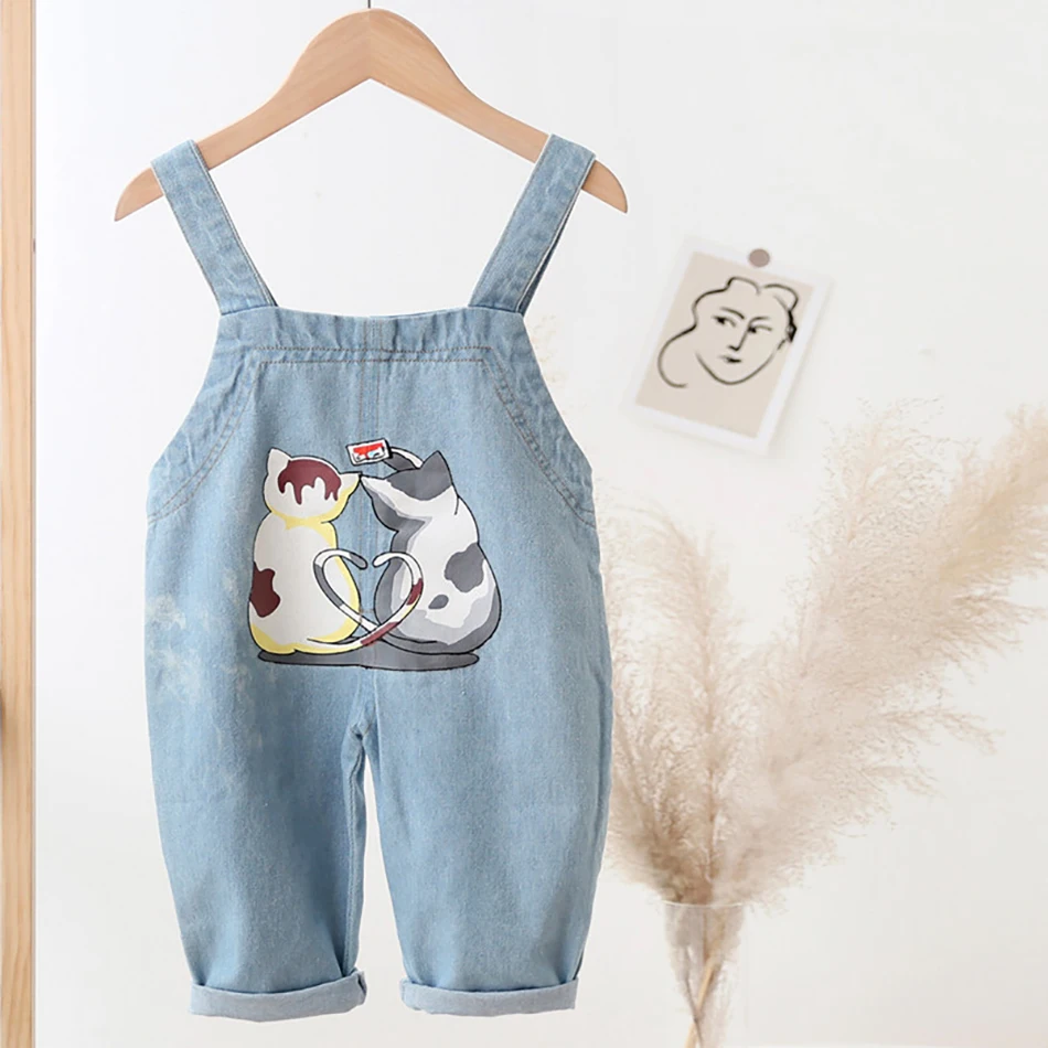 Baby Boys Denim Overalls Infants Bib Pants Jeans Cartoon Letter Clothes Girls Boys Long Jumpsuits Kids Suspenders Pants JYF