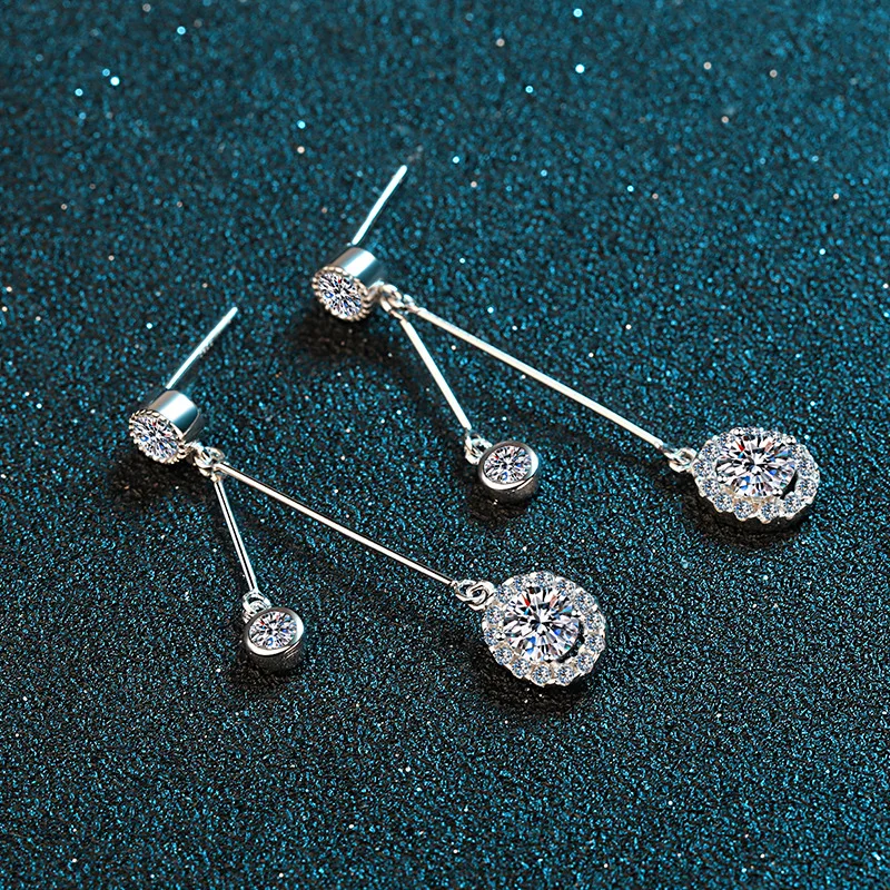 

HTOTOH S925 Silver Moissanite Earrings Women 0.5 Carat D Color Diamond New Drop Earrings Wedding Jewelry