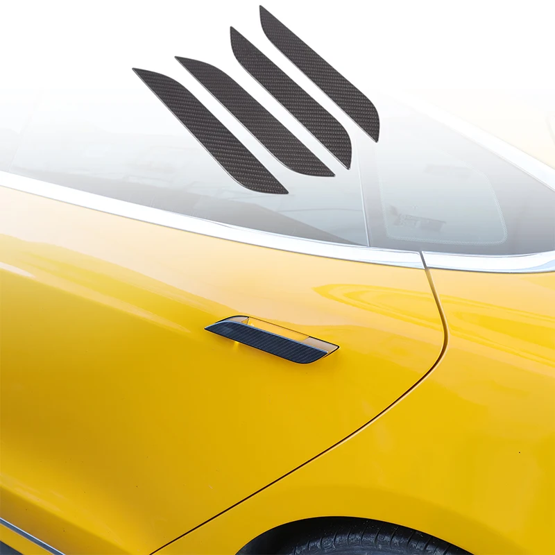 

For 2014+ Tesla Model S Real carbon fiber exterior door handle decorative cover Door handle decorative sticker Auto accessories