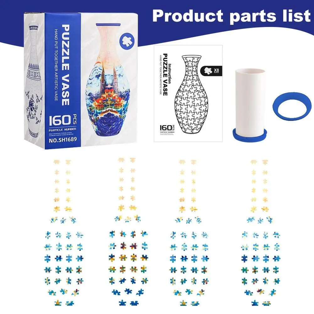 160 Curved Plastic Puzzle 3D Puzzlef Flower Vase DIY Arts Flower Arrangements 3D Art Puzzle Vase Housewarming Gift Puzzle Kit