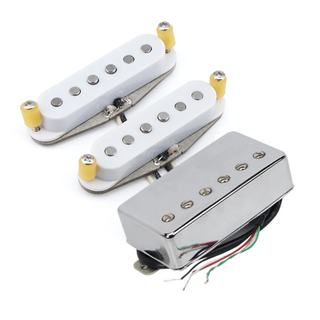 FLEOR Guitar Pickups Set SSH Alnico 5 Staggered Single Coil +Humbucker Pickup 4 Wires 52/52/52mm HSS Electric Guitar Parts