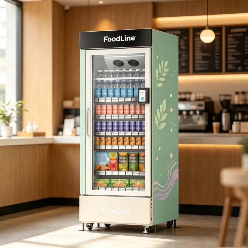 Smart AI Visual Recognition Outdoor Snack Drink Vending Machine 520L Capacity Remote Monitoring Age Recognition Locking Custom
