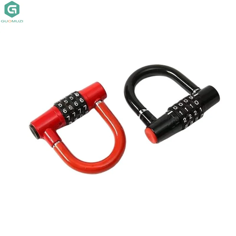 

Durable 4-digit Code Password Lock Waterproof Rust-proof U-shaped Lock Zinc Alloy Wheel Locker Bicycle Motorcycle 1PC