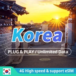 Korea 4G SIM card Seoul Busan 1-30days LTE High speed Unlimited internet Mobile Phone Data Sim card Unlimited Data support eSIM