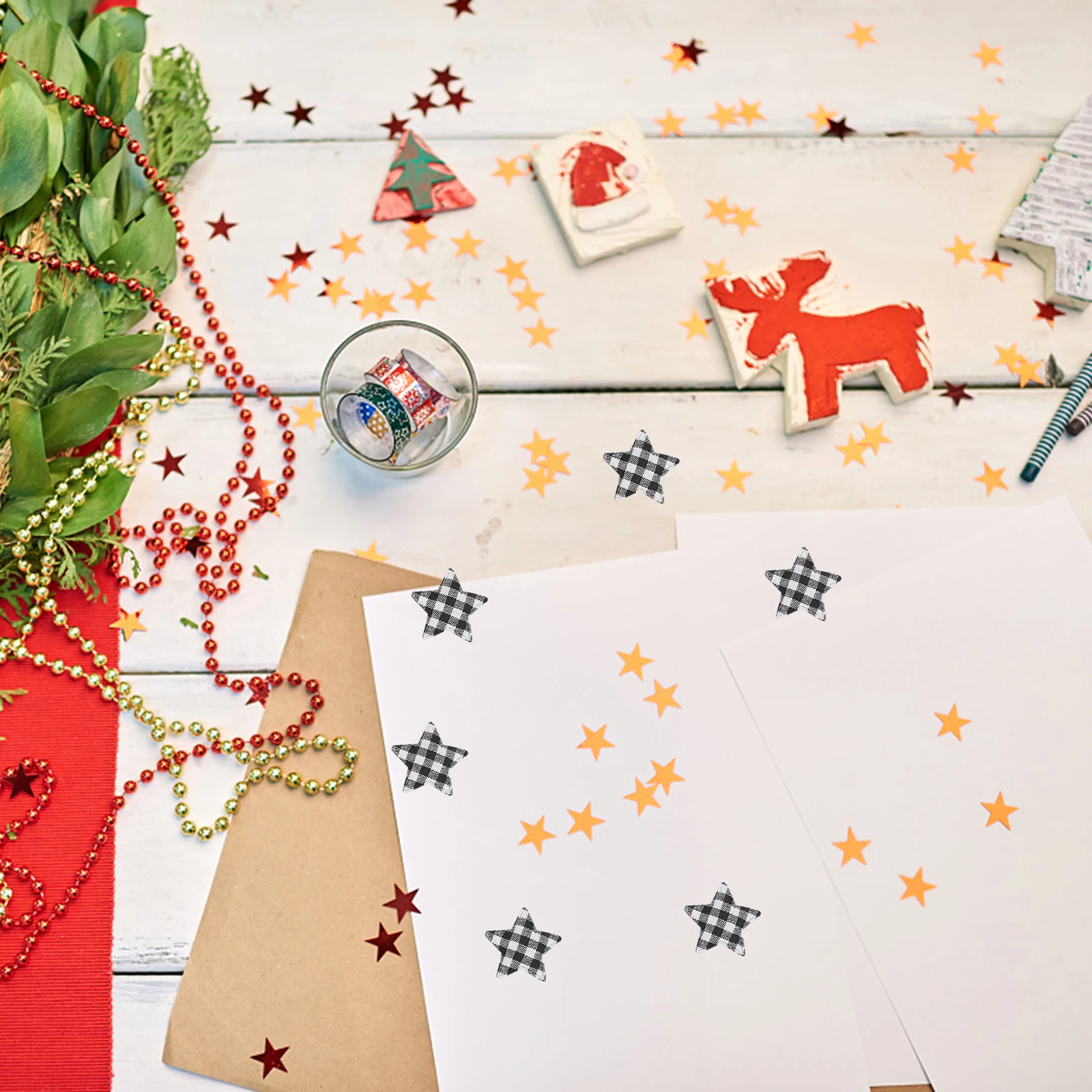 

100 Pcs Decorations Pentagram Accessories Christmas Centerpieces Polyester Star Lattice Cloth
