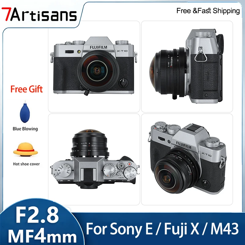 7artisans 4mm F2.8 APS-C 225° Ultra Wide Angle Circular Fisheye Prime Lens for Sony E A6400 ZVE10 Fujifilm X-T1 X-T30 M4/3 Mount