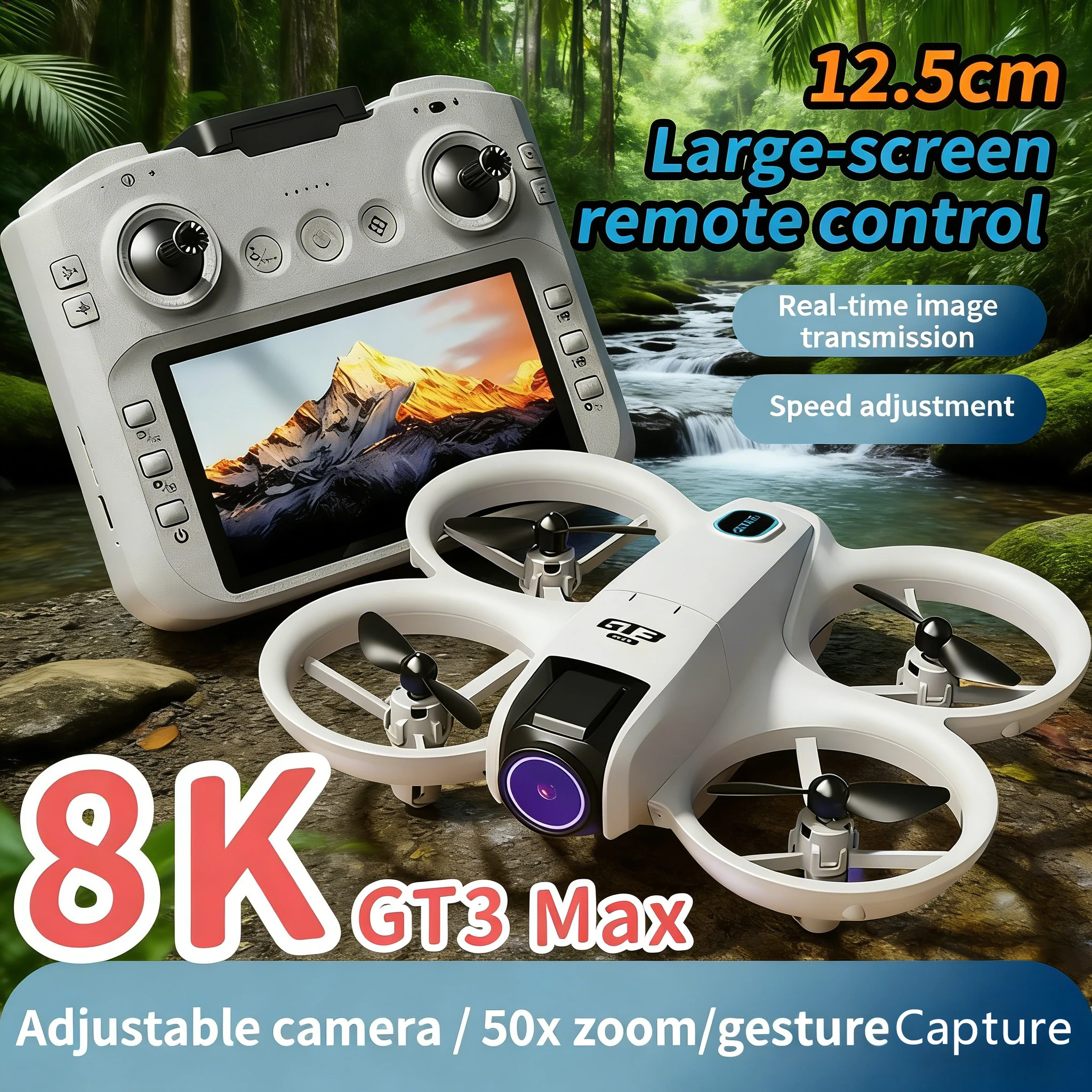 

Оригинальный дрон GT3 MAX 8K HD с режимом Headless и функцией 360° вращения ° Игрушечный квадрокоптер-трансформер с пультом управления 4,3 дюйма, мини-дрон для детей, подарок