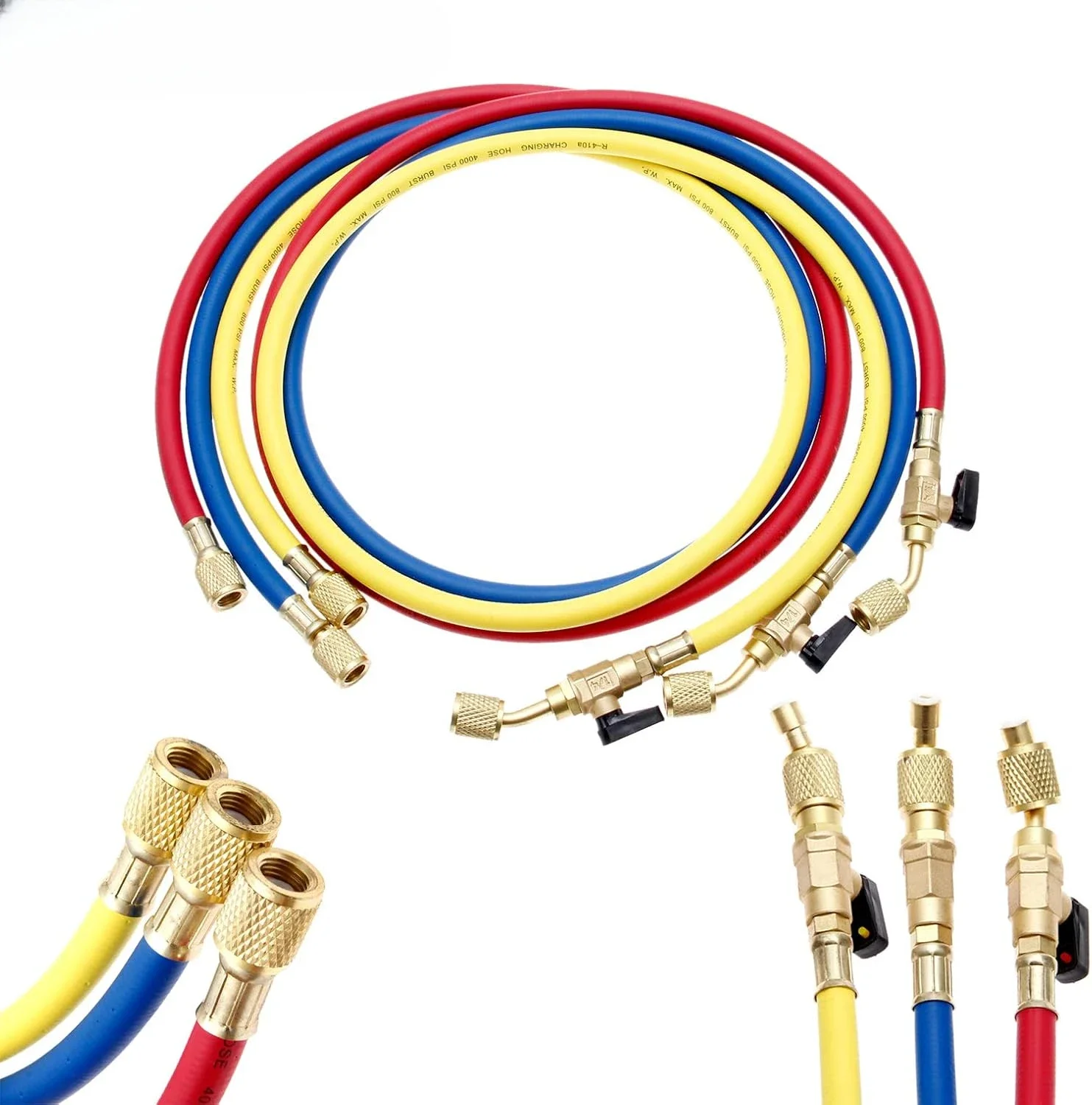 

R410a AC Air-Conditioning Refrigerant Charge Hose with Ball Valve 800 PSI Car