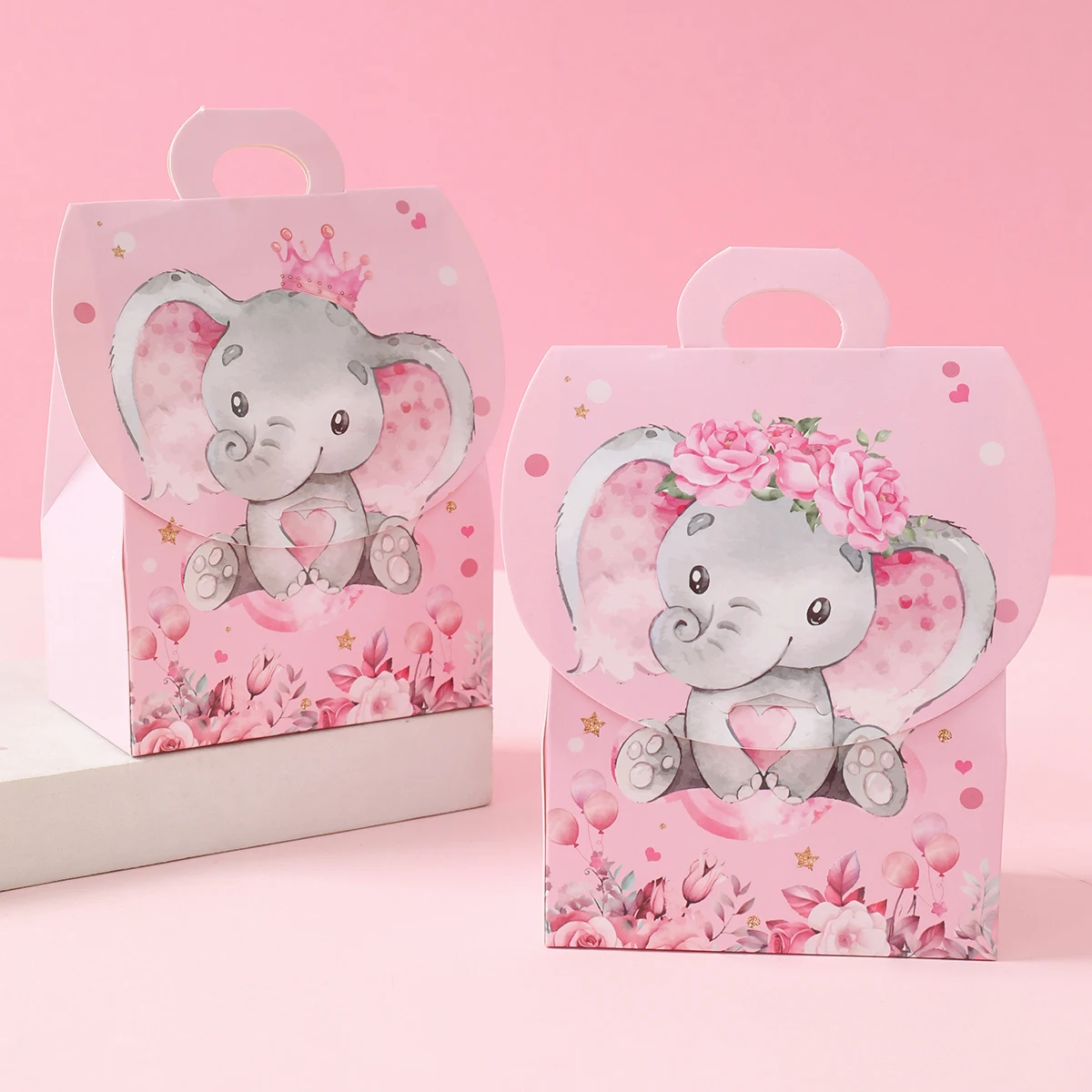 Rosa Elliphant-Geschenkboxen, Geburtstag, Hochzeit, Party, Dekoration für Zuhause, Geschenk, Tragetaschen, alles Gute zum Geburtstag, Babyparty, Partyzubehör