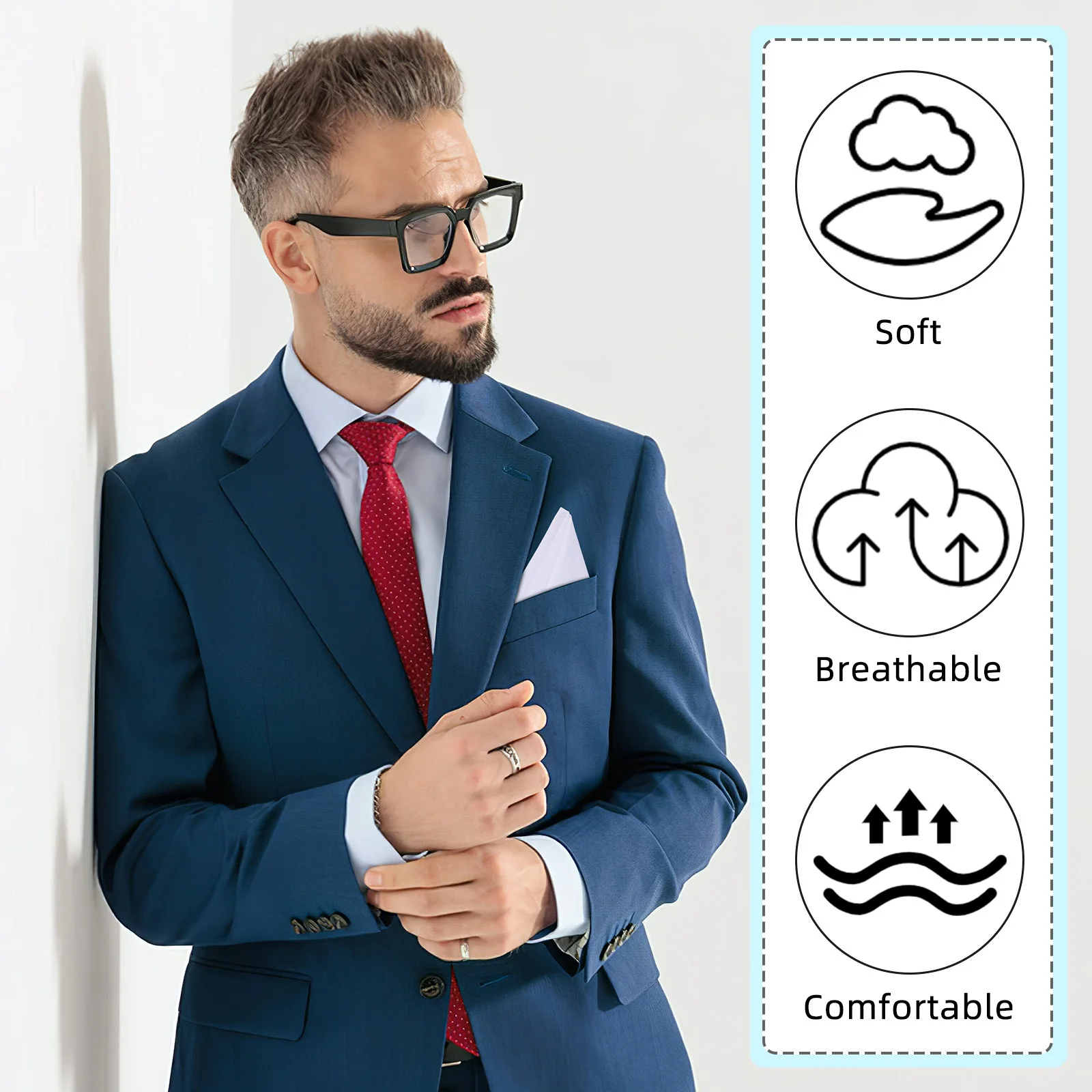 1 قطعة منديل قطن أبيض جيب مربع منشفة للرجال متعددة الوظائف ماصة للعرق منديل خفيف الوزن بسيط أنيق