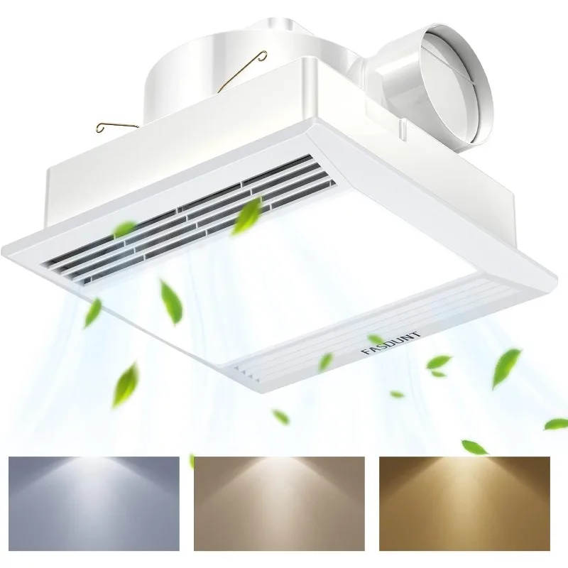 

30W 110 CFM Bathroom Fan with LED Light Combo, 1.0 Sones Quiet Bathroom Vent Fan with Light 1500lm 3000K/4000K/6000K Selectable