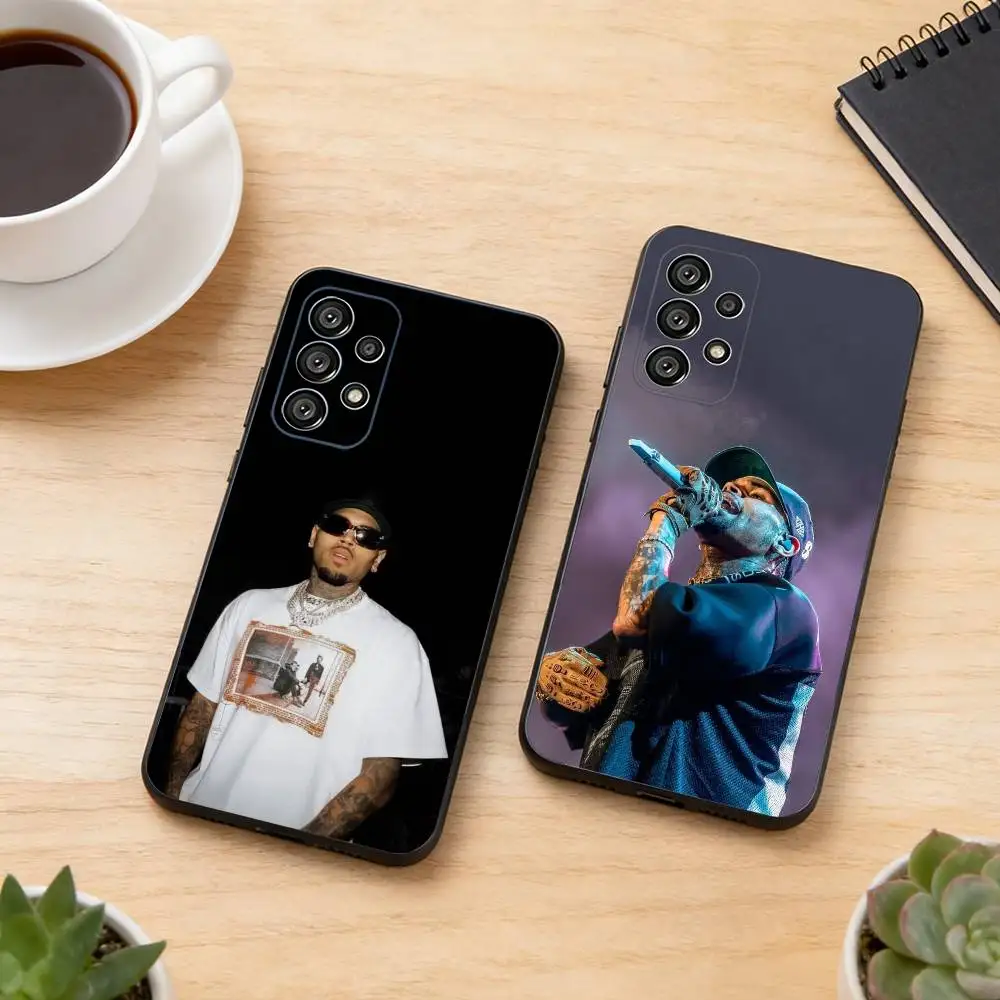 Singer Rap C-Chris-Brown Phone Case For Samsung S25,S24,S21,S22,S23,S30,Ultra,S20,Plus,Fe,Lite,Note,10,Black Cover