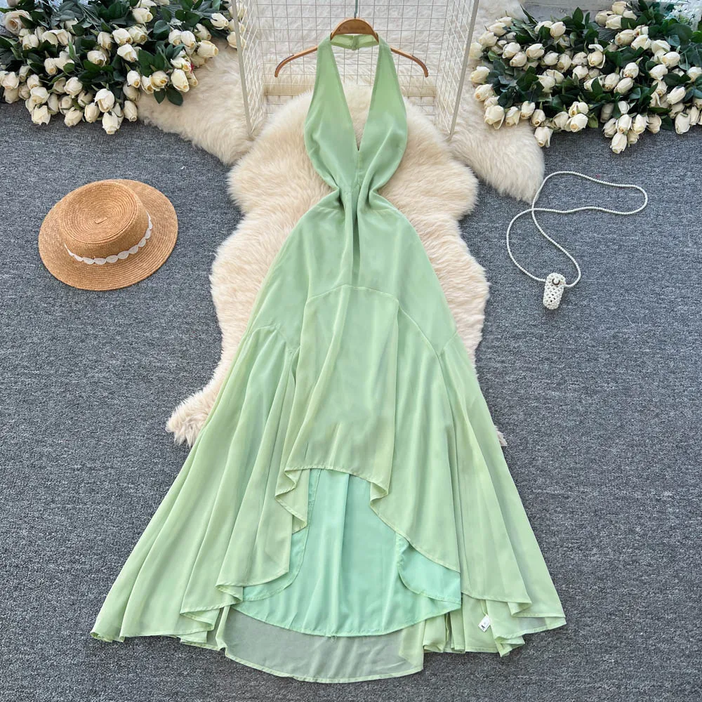 

Long Dress Women Dresses A Line Vestidos Y2k Streetwear Halter Sleeveless Sexy Beach High Waist Elegant Party Night Work 2026