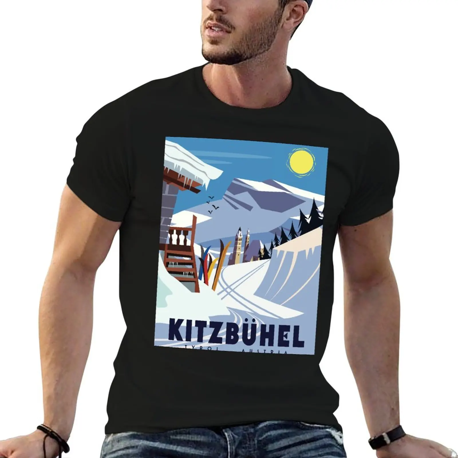 

Kitzbuhel ski poster T-Shirt anime t shirts for man t shirts designer t shirt for man 100 percent cotton T-Shirt