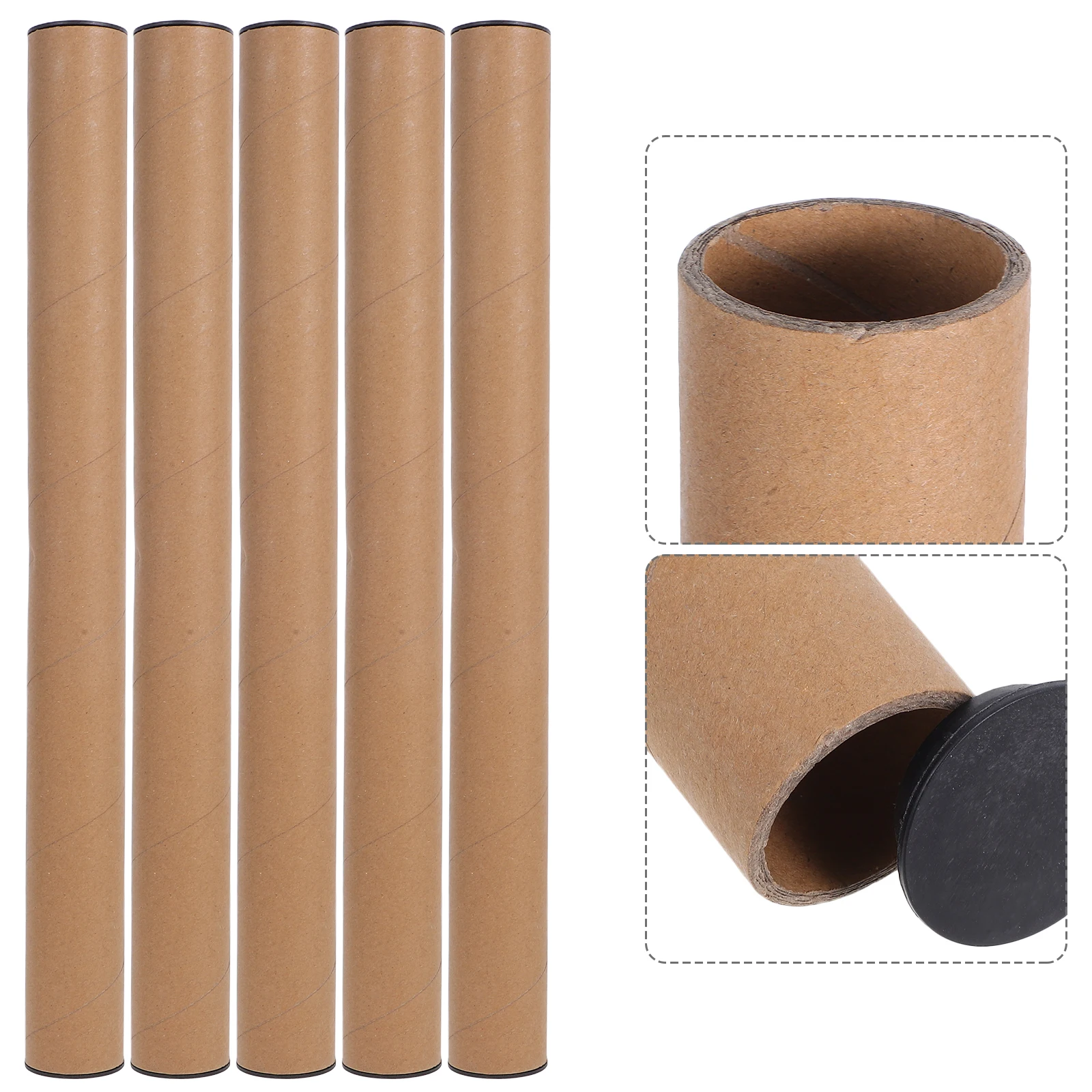 

10 pcs Tube Cardboard Document Holder 40x4cm Black Map Tube Cap Mail Shipping Storage Blueprint Poster Cylinder