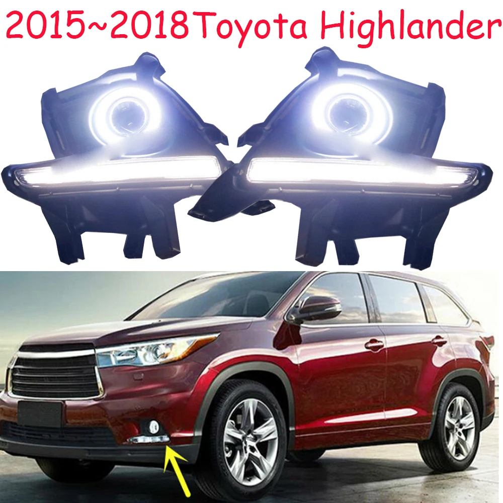 car bumper kluger headlight for Toyota highlander daytime light y DRL car accessories LED headlamp highlander fog light