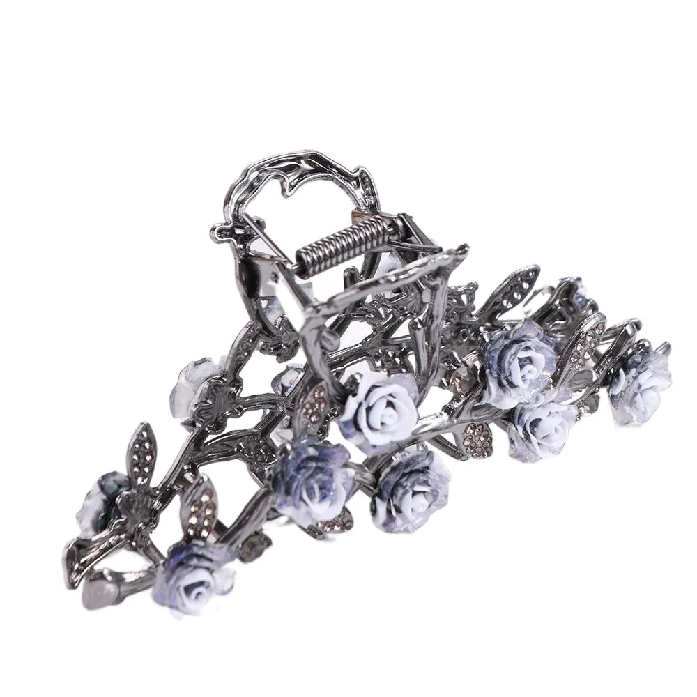 زهرة كاميليا مشبك شعر ذيل حصان حامل إكسسوارات الشعر مشبك شعر معدني على شكل سرطان البحر غطاء رأس على الطراز الكوري مشبك قرش كبير للحفلات #1