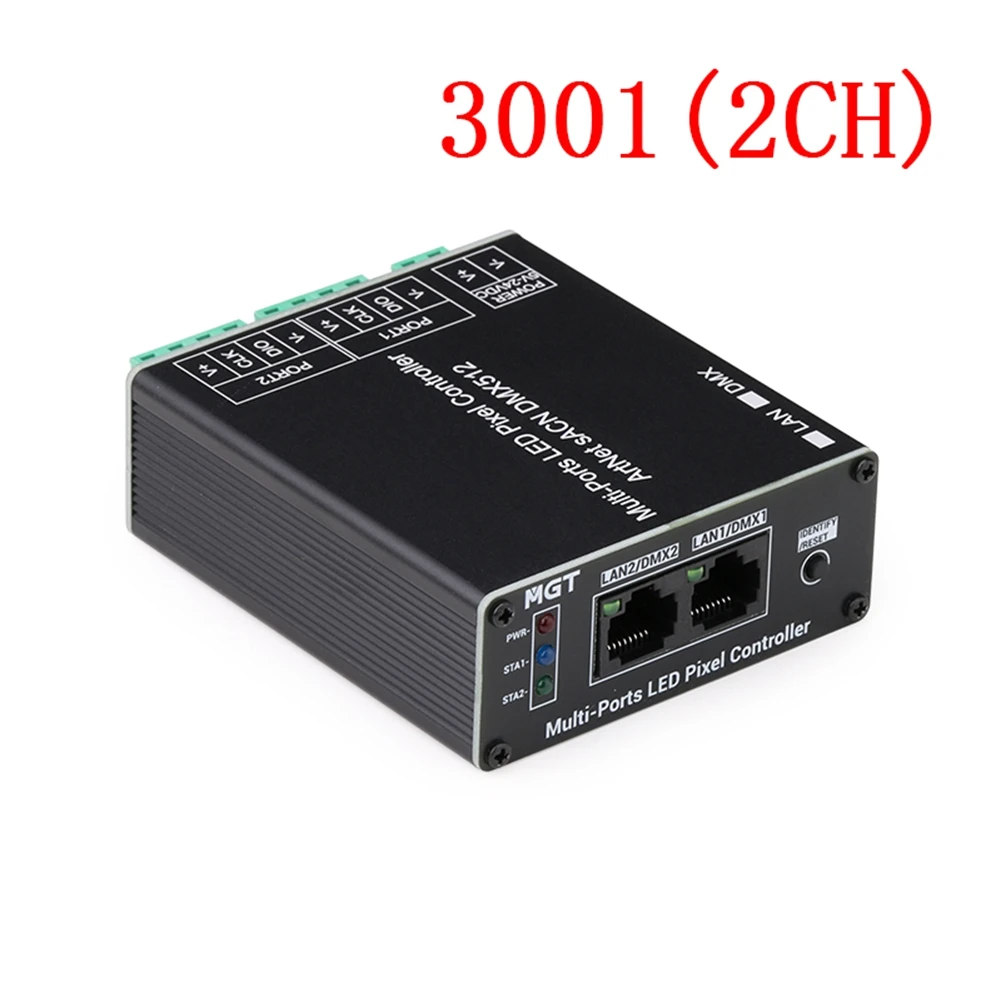 CLCU Small 2CH Artnet To SPI Controller, 12 Universe/Channel Support For Madrix, 2CH Output Up To 4080 Pixel Capacity