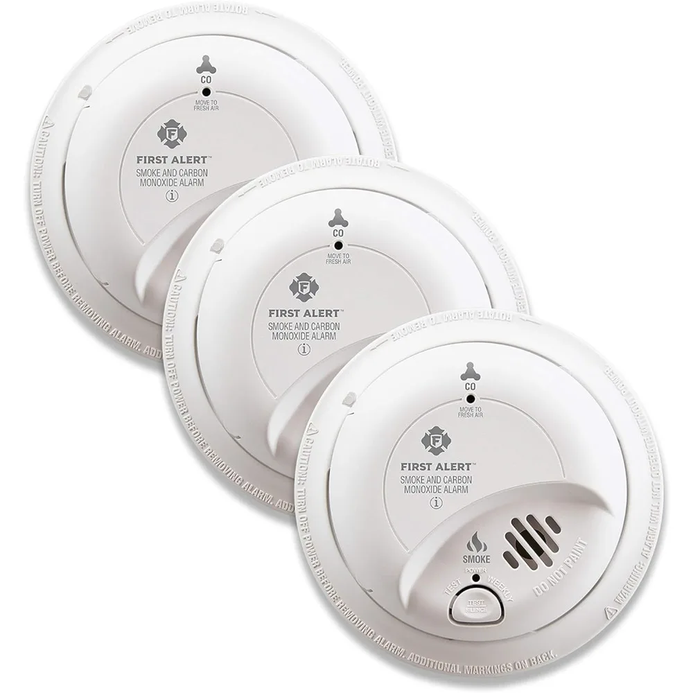 BRK SC9120B-3 Hardwired Smoke and Carbon Monoxide (CO) Detector with Battery Backup, White, Pack of 3