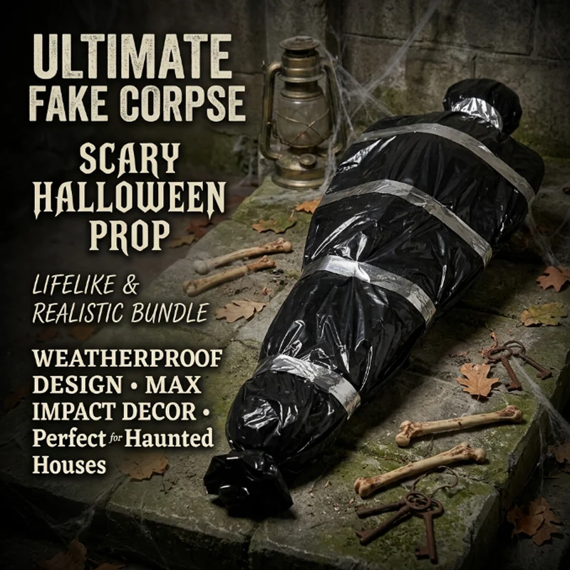 Hanging Inflatable Corpse Prop Fake Dead Victim Body Bag for Halloween Haunted House Garden Yard Decor Creepy Outdoor Party