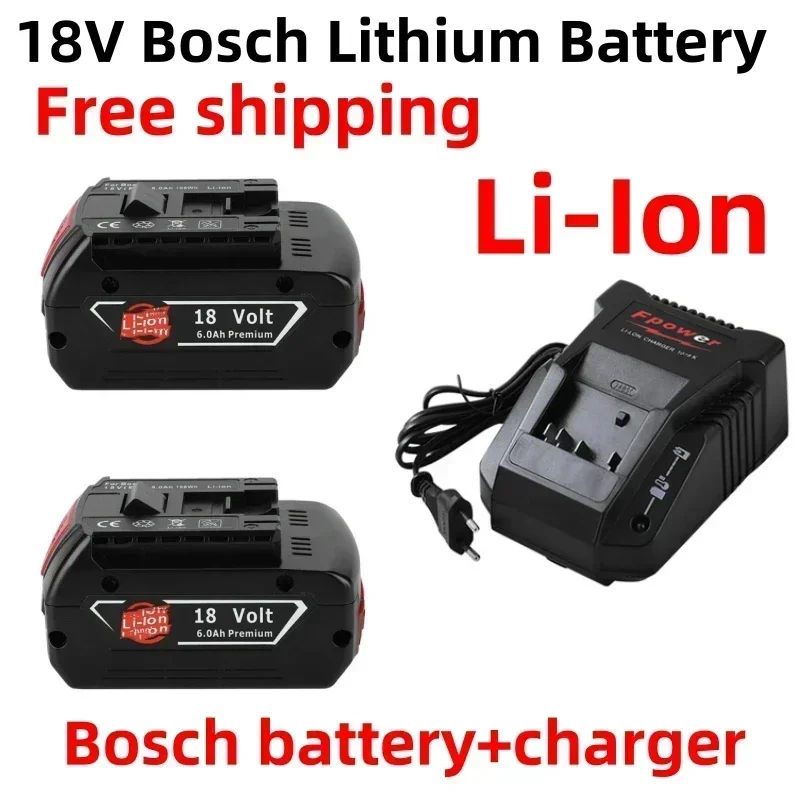 

For Bosch 18V lithium battery 6.0Ah 18V rechargeable lithium-ion battery BAT609, BAT609G, BAT618, BAT618G, BAT614+1 charger