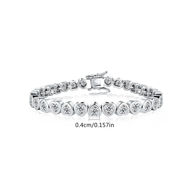Trendy Heart Lab Diamond Bangle Bracelet 14K Gold Engagement Wedding Bracelets For Women Bridal Tennis Party Jewelry Gift
