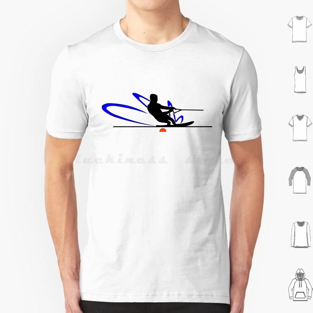 Camiseta de Esqui Aquático Slalom Tamanho Grande 100% Algodão para Esquiadores de Esqui Aquático, Wakeboarders e Wakesurfistas