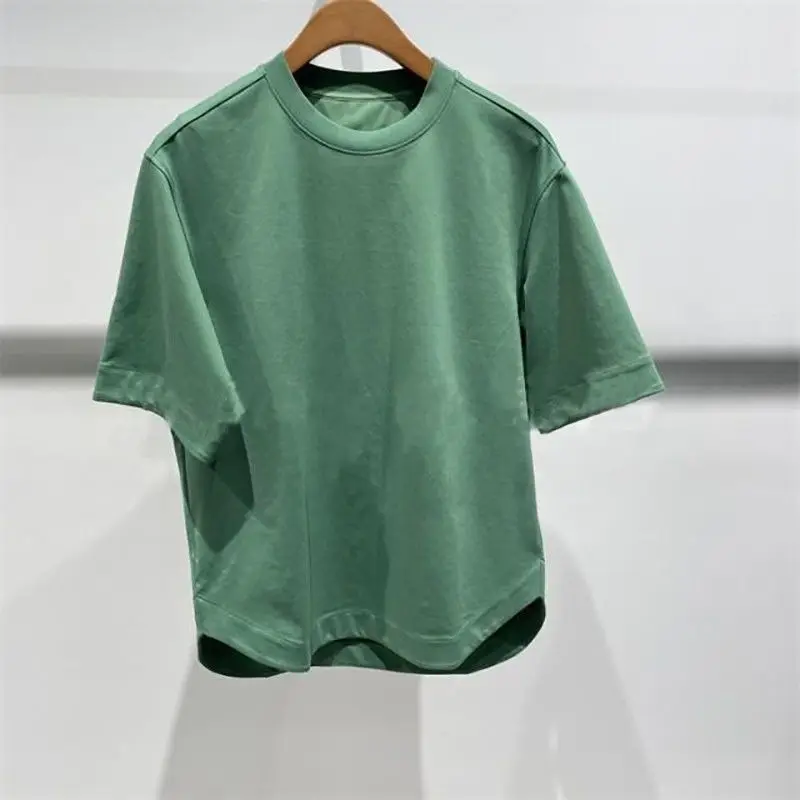 

Men's Clothing Summer American Style Cotton Solid Color Short Sleeve T-Shirt Korean Style Loose Fit Round Neck Comfortable