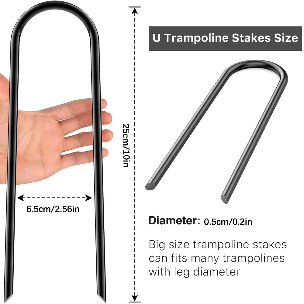 

Комплект из 6 усиленных U-образных грунтовых анкеров черного цвета для футбольных ворот (модель 2026) - Улучшенные и долговечные