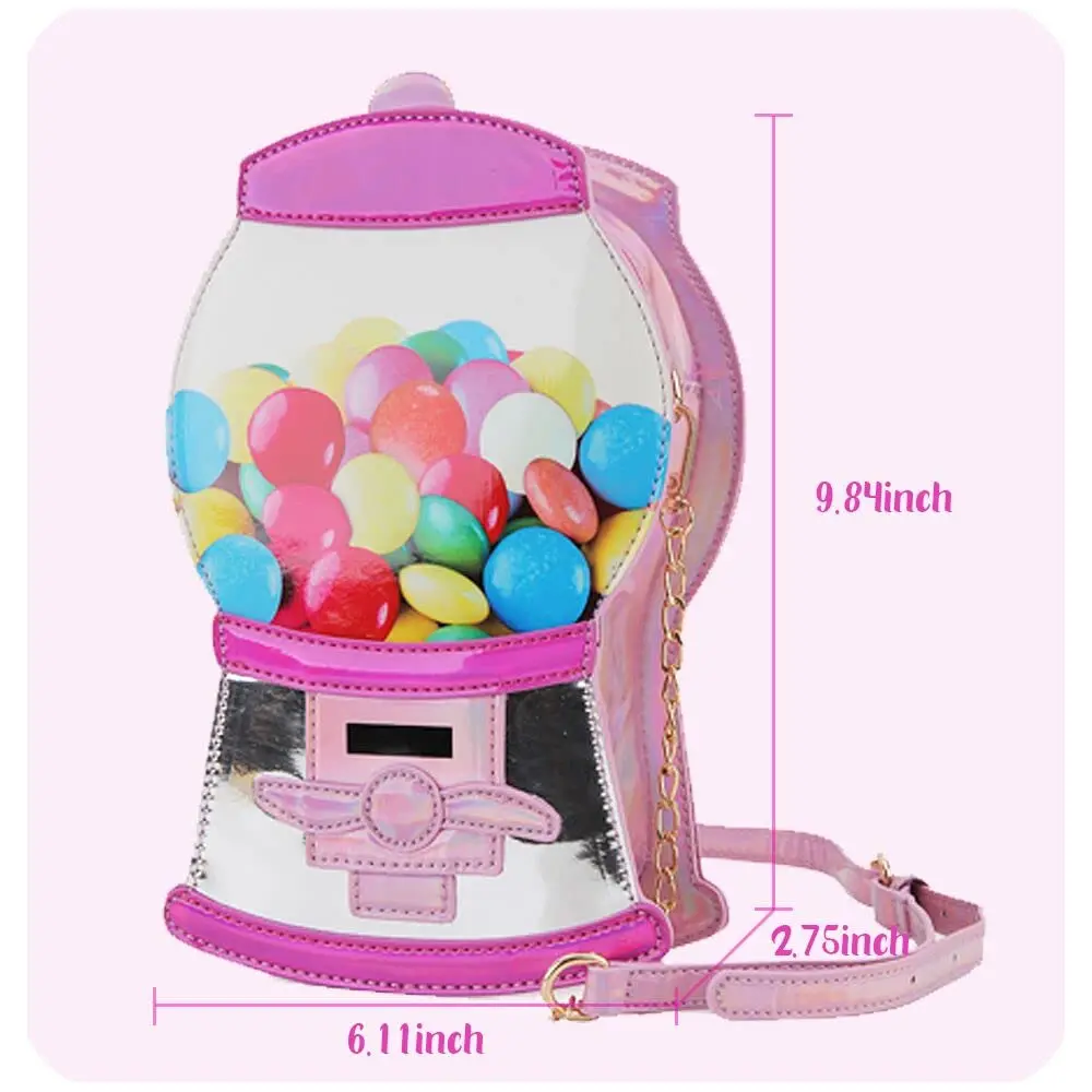 Kawaii Gumball Machine Shaped Purses and Handbags for Women Novelty Crossbody Bag Cute Cartoon Girls\' Chain Shoulder Bag Clutch