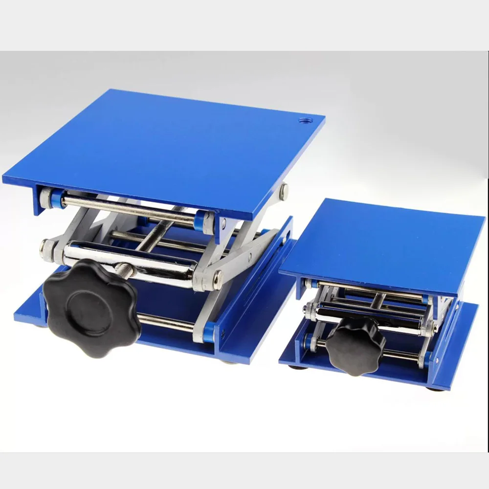 500KG Stand Weight Blue Aluminum Oxide Lifting Platform 100 * 100mm 150mm 200mm Manual Elevator