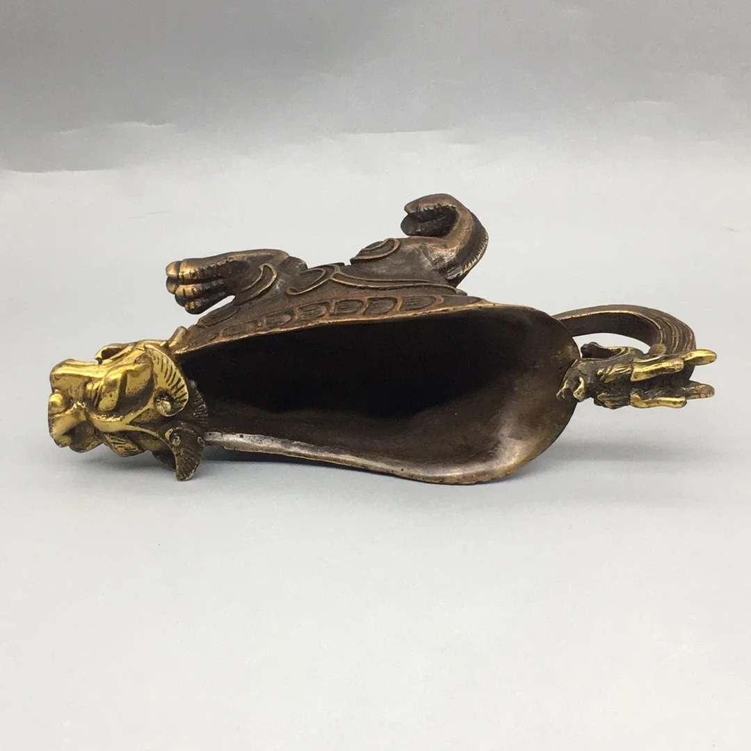 Exquisite collection of Chinese antique gilt bronze dragon jue cup statue ornaments