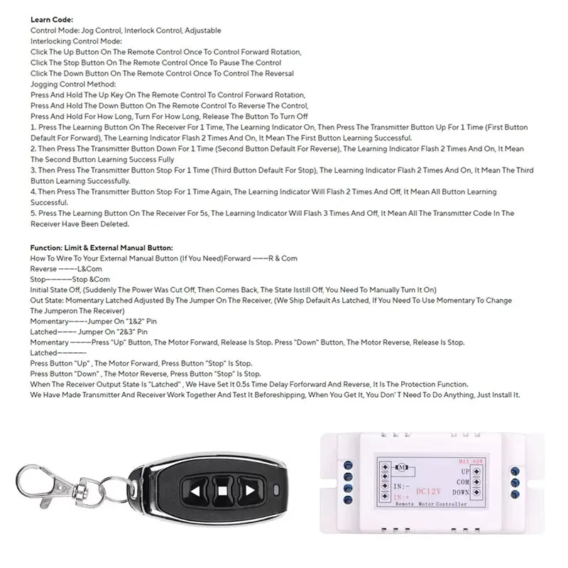 DT39 DC 12V Motor 10A CW CCW Linear Actuator Controller with Remote 433Mhz for Home Appliances Curtain