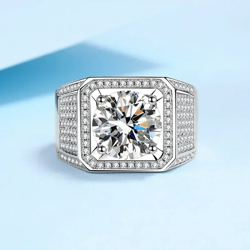 

Luxury 2/5 Carat D Color Moissanite Diamond Ring for Men, Boyfriend Trendy Pt950 Platinum Sparkling Band Wedding Fine Jewelry