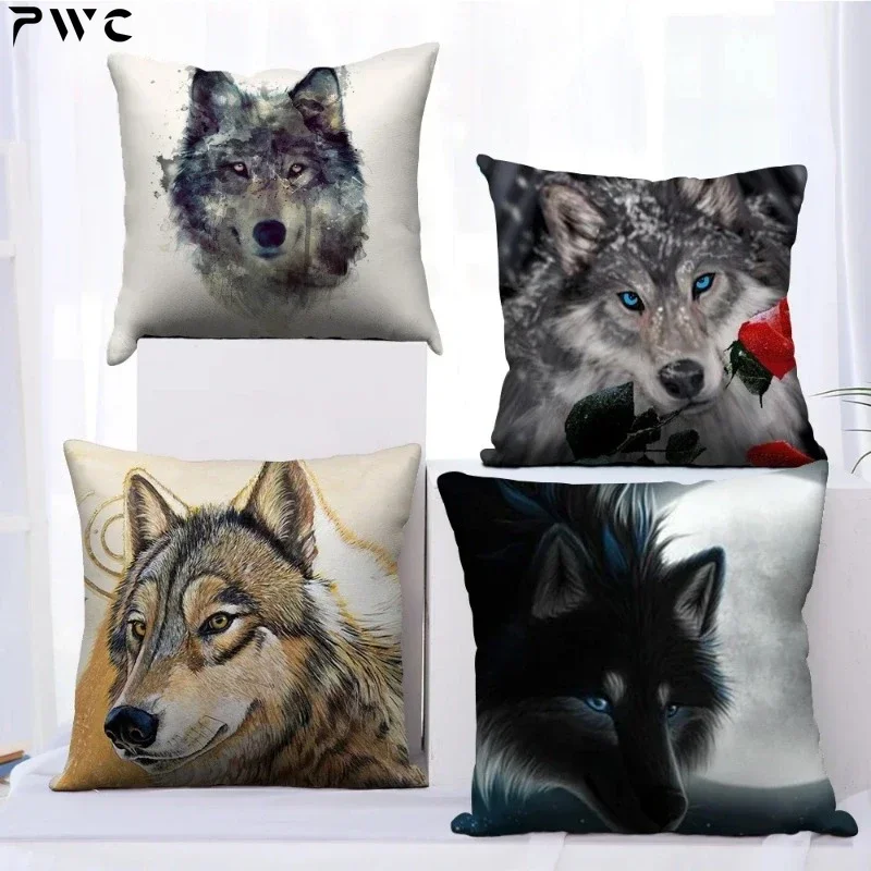 Wild Wolf Photo Cushion Cover Fierce Animal Pillow Cover Printed Throw Pillowcase New for Home Sofa Decorative Pillow