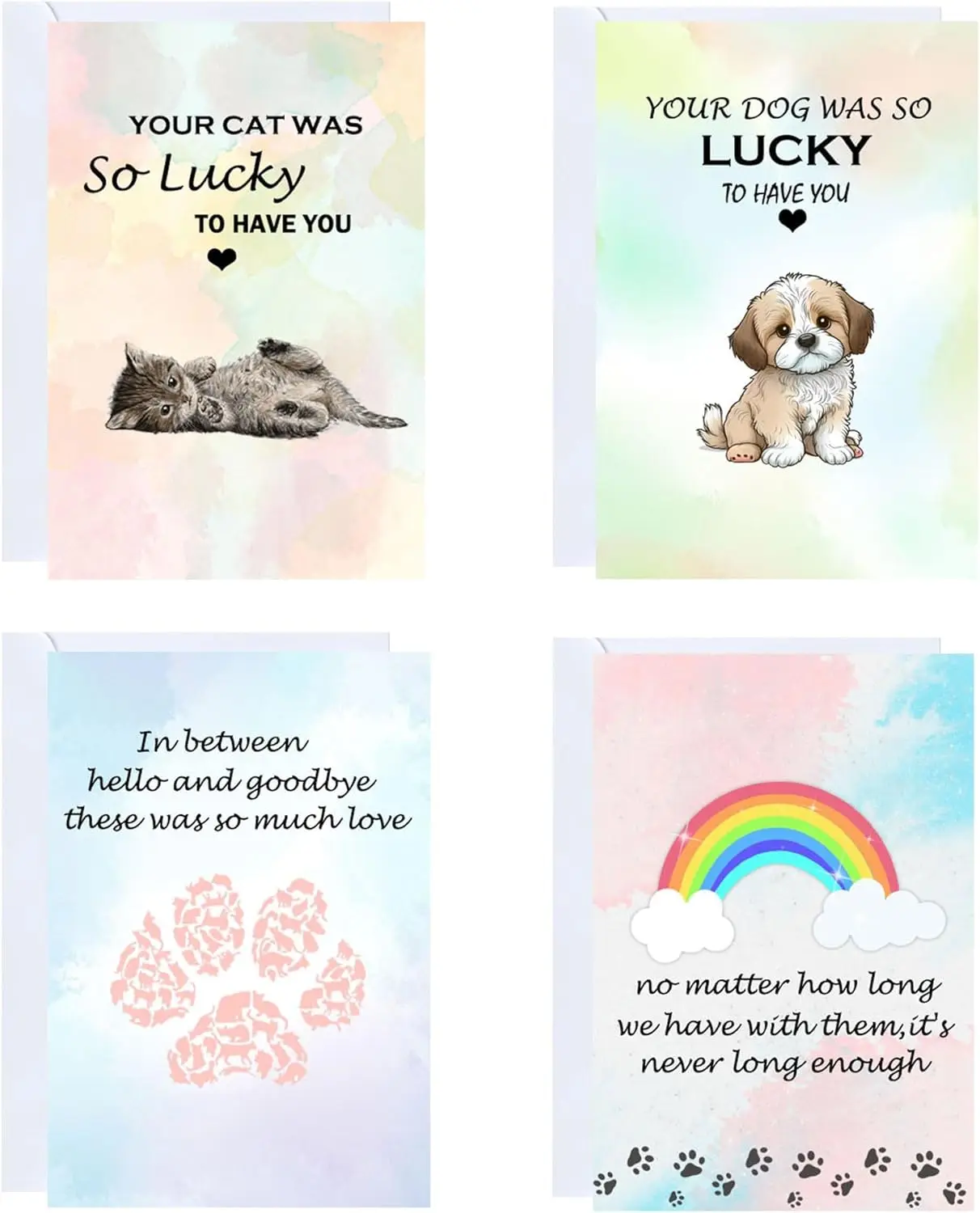 Loss of Pet Sympathy Cards 12 Pcs Sympathy Cards Thoughtful Sympathy Card Pets Grief Bereavement Greeting Cards