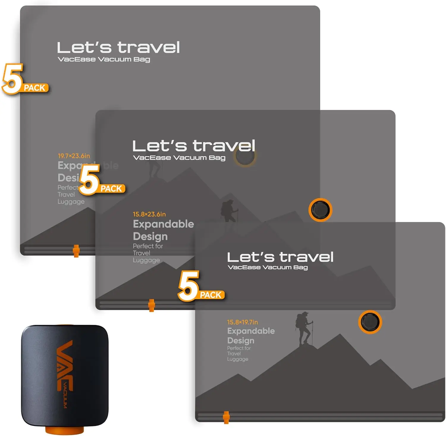 

Набор перезаряжаемых беспроводных насосов и дорожных сумок для хранения - 15 портативных компактных сумок для экономии места в путешествиях и дома