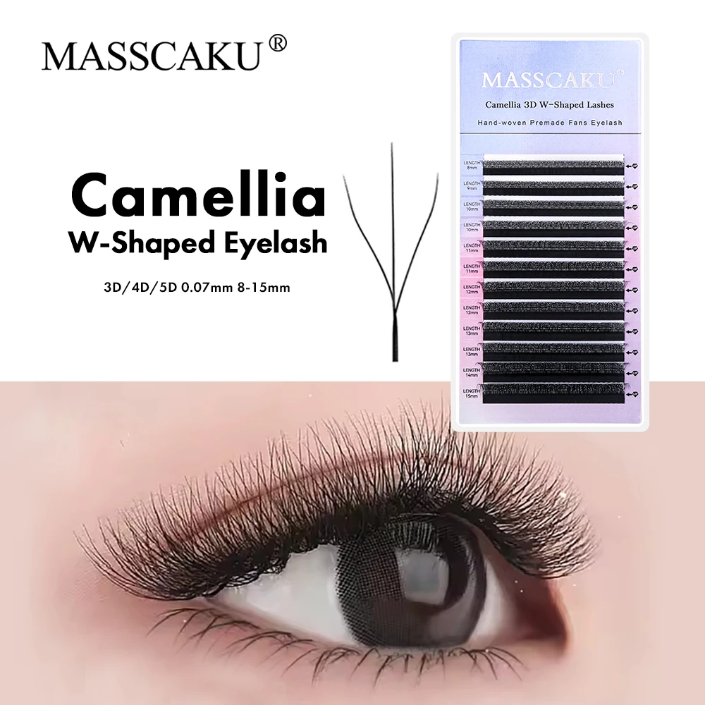 

MASSCAKU C D Curl Camellia 3D 4D 5D W Eyelash Extensions Mixed Length Full Dense Self Fanning Individual Eyelashes Makeup Tools