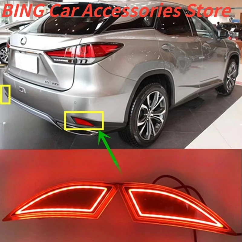 For Lexus RX200t RX300 RX350 RX450h 2016-2022 modified LED rear bumper light rear fog light reflective light Stop Lights 