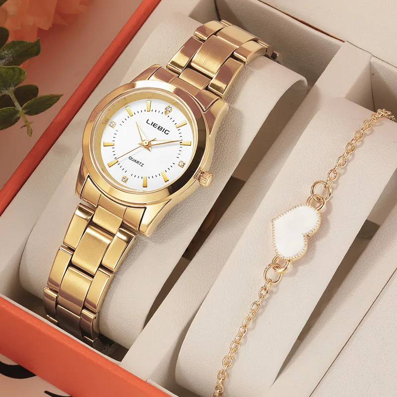 LIEBIG Damen-Quarzuhren mit Armbändern, einfaches Design, 3 Bar, wasserdicht, modisch, Stahlgürtel, Damen-Armbanduhren für Mädchen, Geschenk