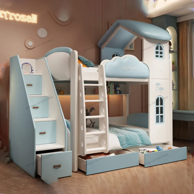 

down same width Bunk bed sister brother bed child bed multi Function tree hole bed high and low bed up and down shop moth