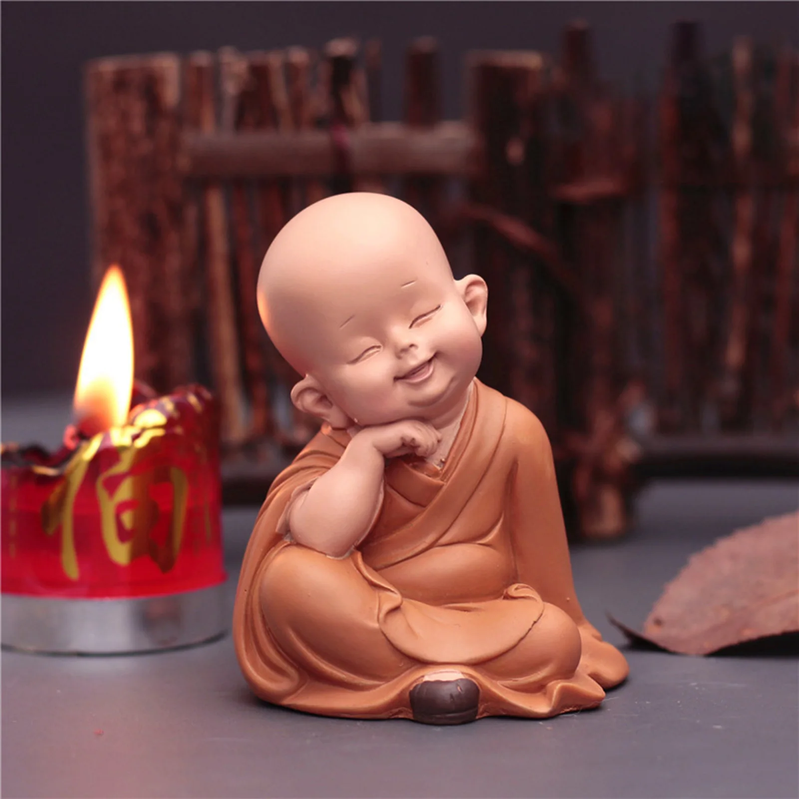 Cute Little Monks Doll Figurine Resin Little Monks Car Ornaments Monks Statue for Family Friend Neighbor Gift