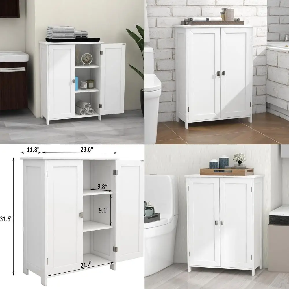 

White Space-Saving Bathroom Storage Cabinet with 2 Doors for Small Spaces, Suitable for Bathroom, Living Room, and Entryway
