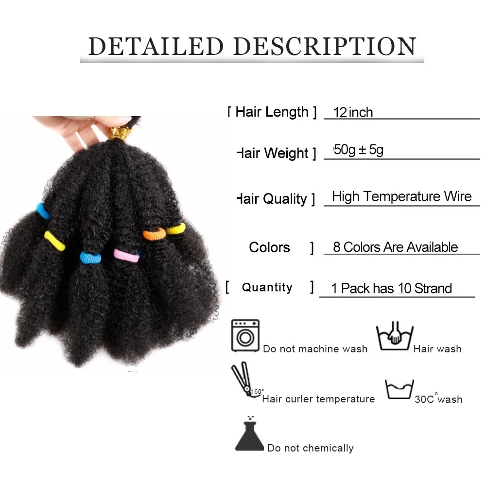 Short Afro Kinky Twist Braids Crochet Hair 12 Inch Marley Braids Synthetic Hair Extensions For African Women Hair Yufeihe