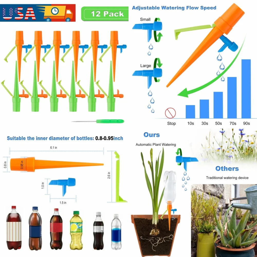 

Irrigation equipment parts12 Pack Self Watering Spikes Automatic Plant Watering System Drip Irrigation for Indoor Outdoor