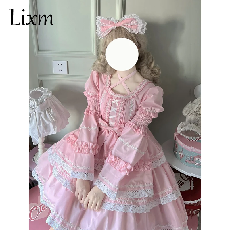 Robe Lolita japonaise d'été pour filles et femmes, robe à bretelles Sweet Lolita, poignées à manches courtes, robe Op amovible, robe Kawaii