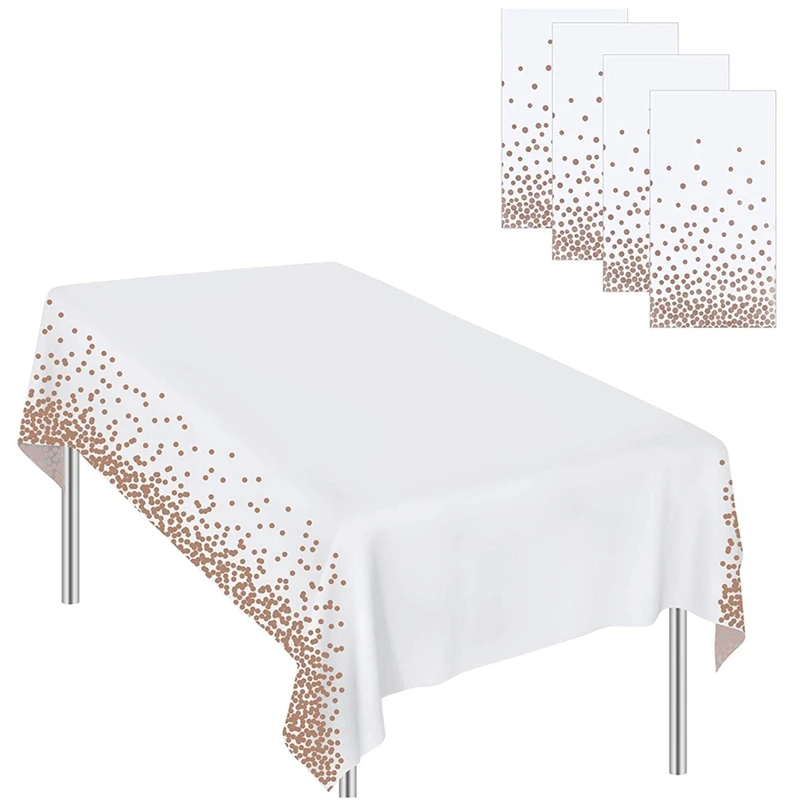 5 Pack Disposable Table Cloth, Dot Rose Gold Tablecloth, Confetti Rectangle Table Cloths, Table Cover For Party Birthday