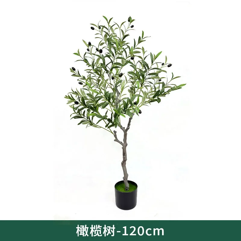 Árbol de Olivo Artificial de 120 cm de Altura, Planta Artificial para Decoración de Hogar, Balcón, Oficina, Jardín, Interior y Exterior, Árbol Artificial en Maceta de Plástico